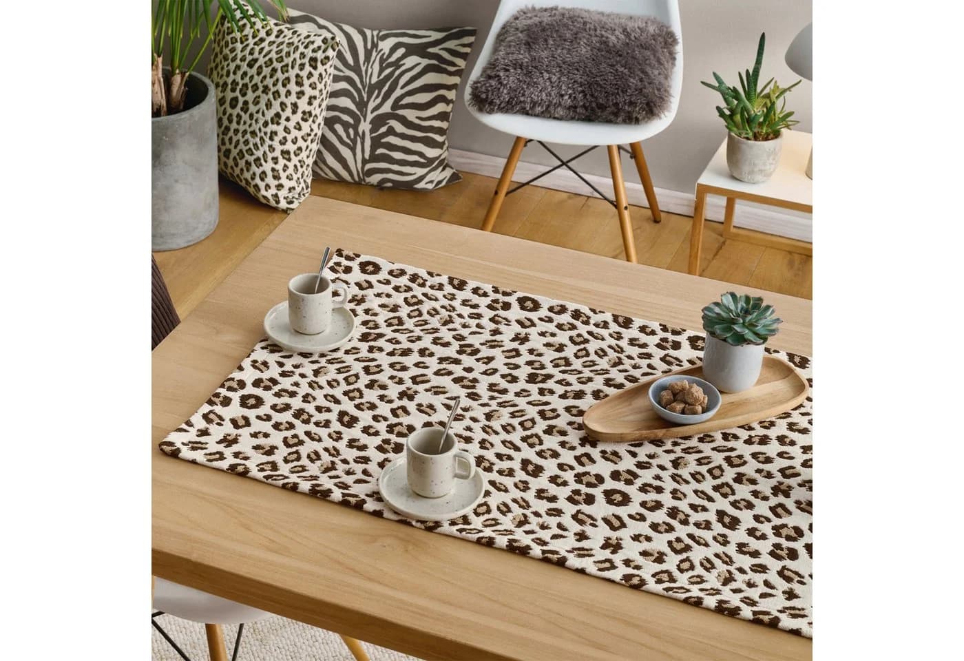 sander table + home Tischläufer "Uhuru" Jacquard Polyester creme/braun