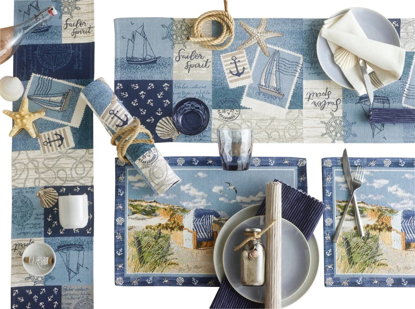sander table + home Tischband Sailor Patch Blau Gobelin