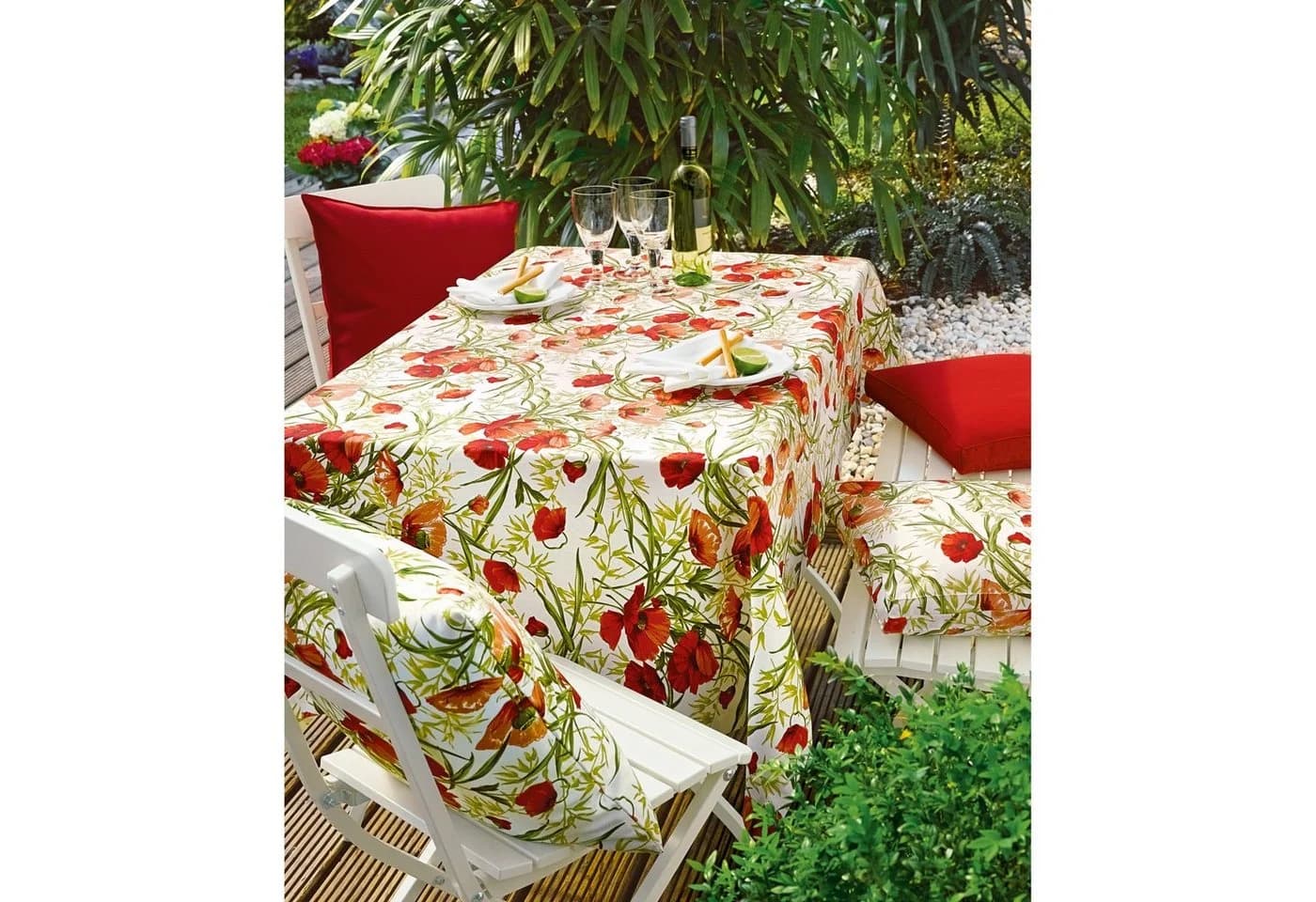 Sander Table + Home Mitteldecke Alvor Baumwolle Mohnblumen