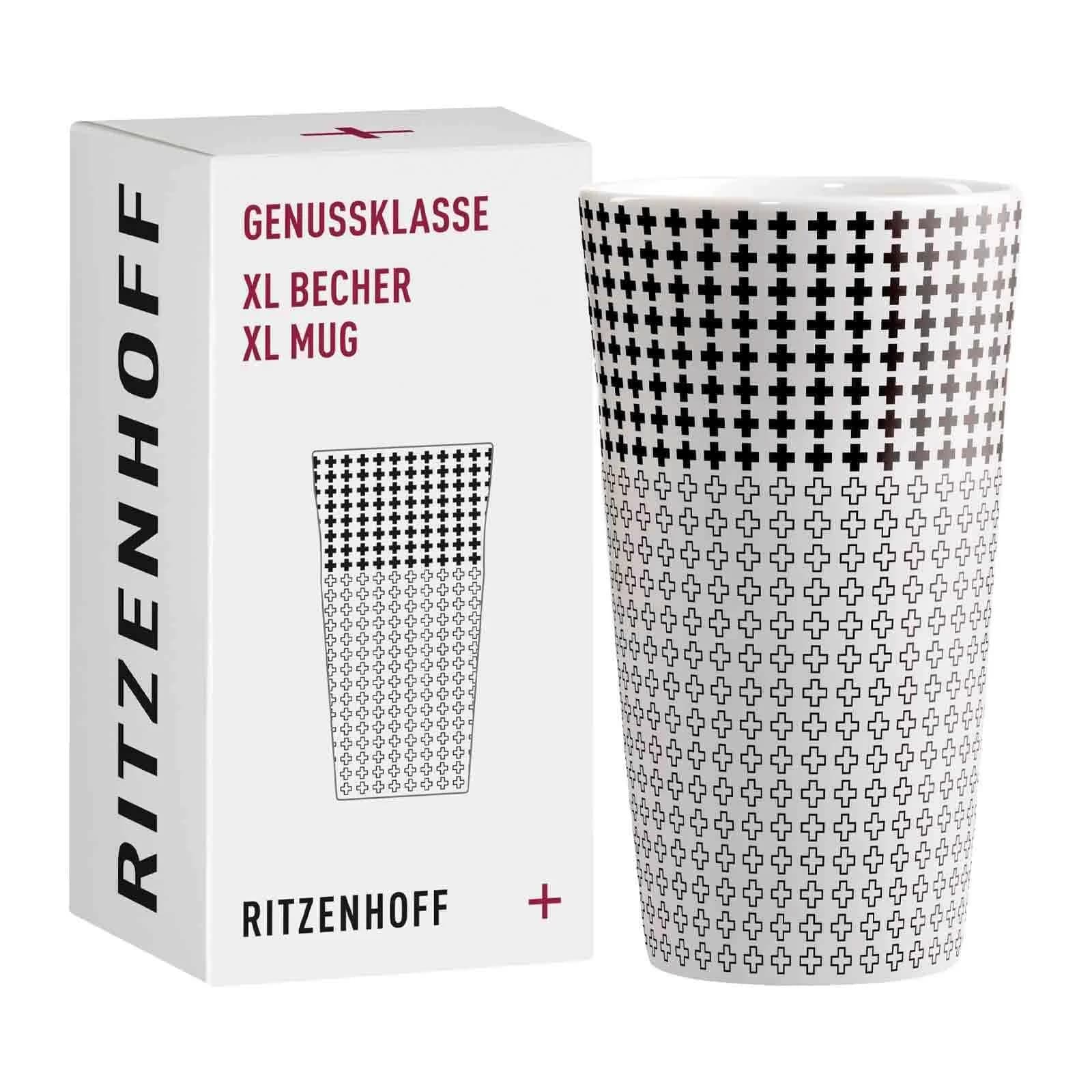Ritzenhoff Kaffeebecher XL 525 ml Schwarz-Weiß Porzellan
