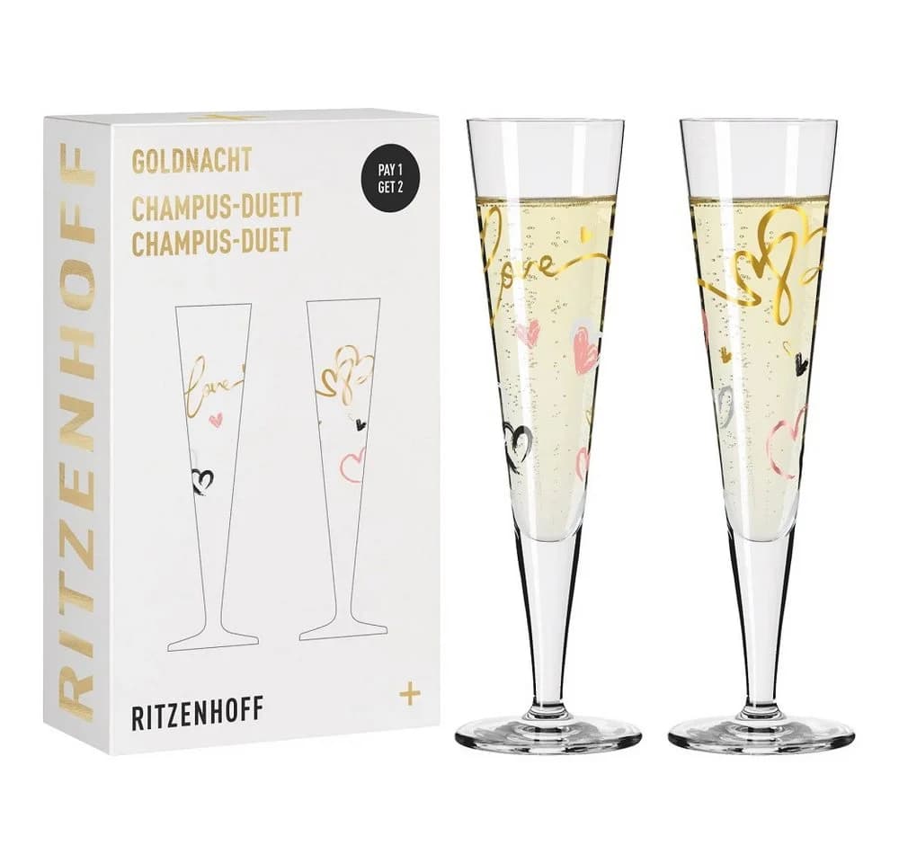 Ritzenhoff Champagnerglas-Set Goldnacht Kristallglas mit Golddekor - Bild 2