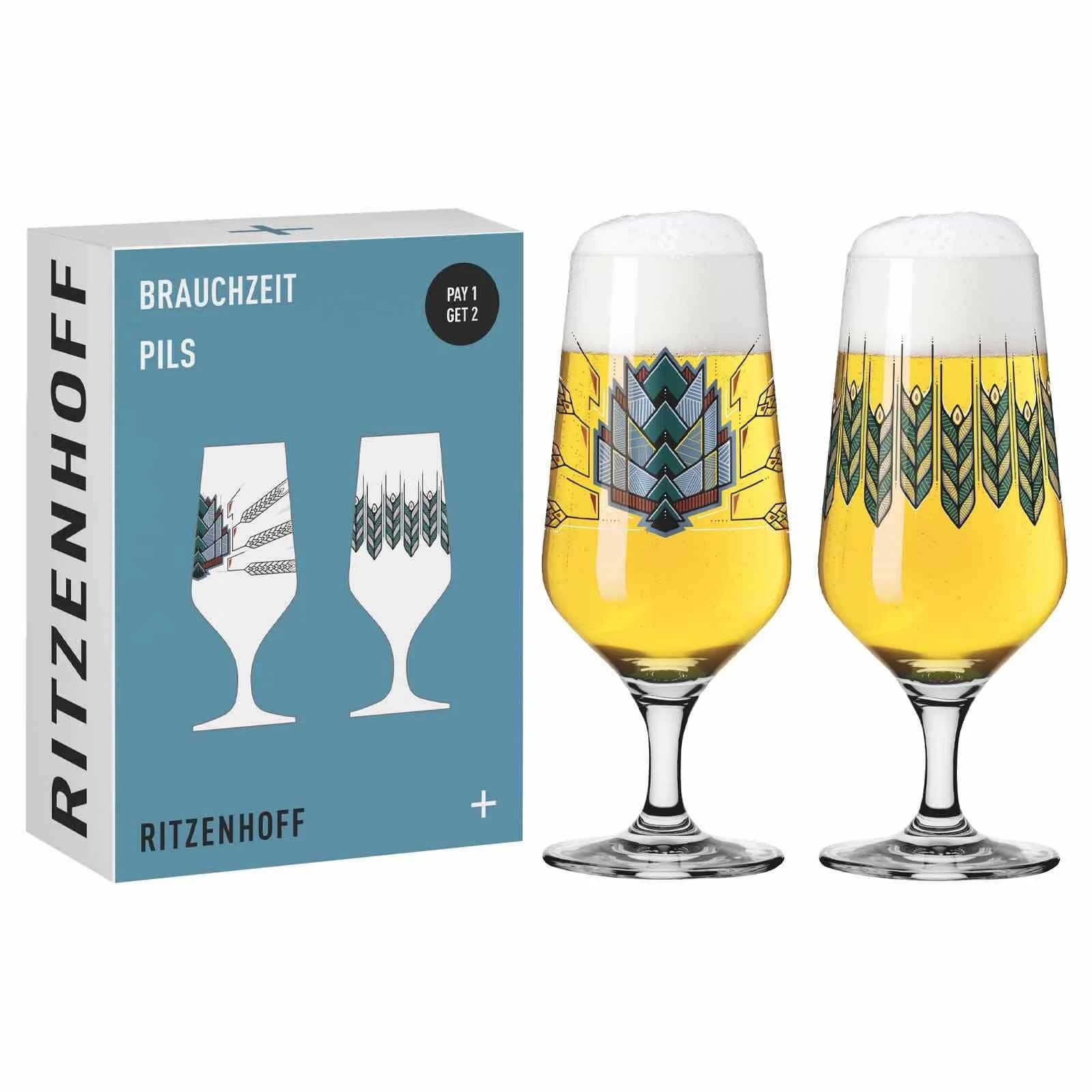 Ritzenhoff Bierglas Pilsglas Brauchzeit 2er Set Transparent