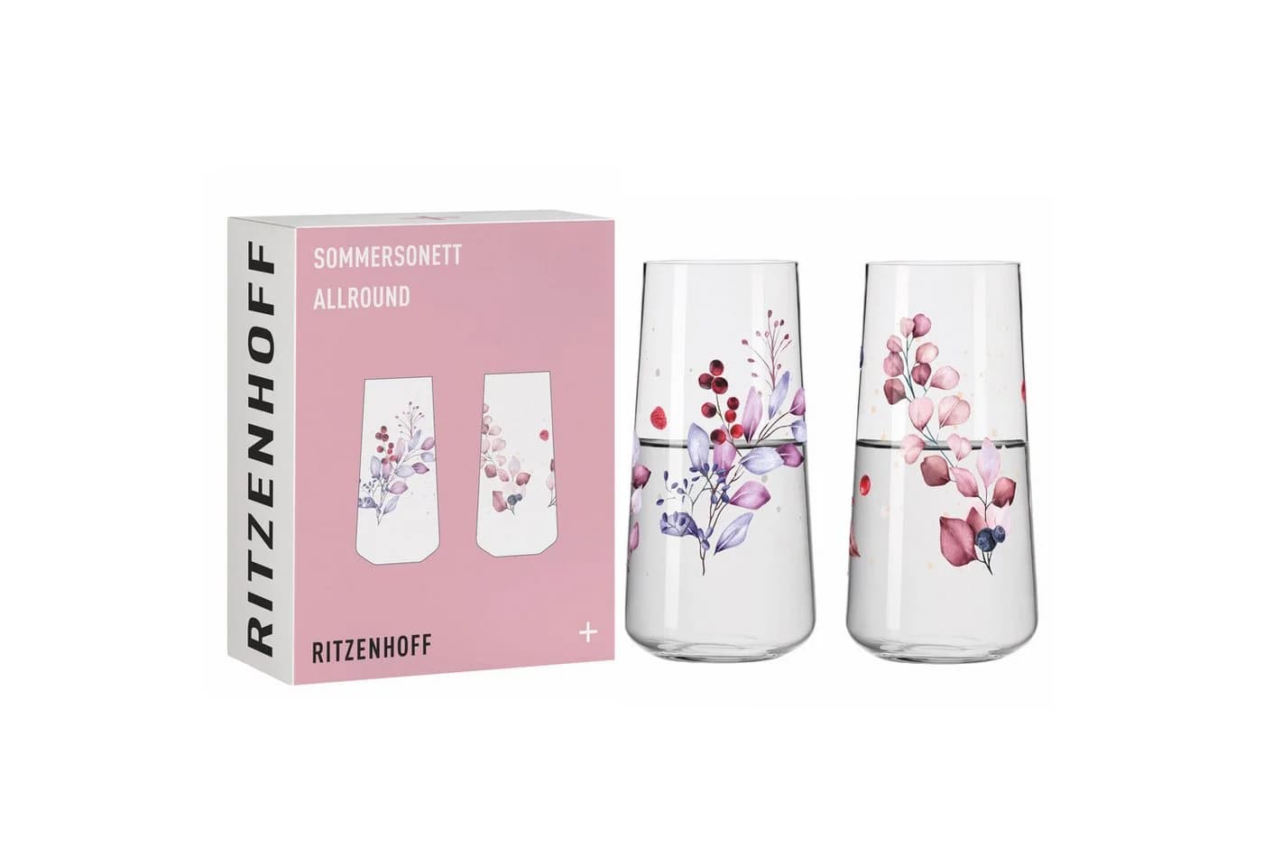 Ritzenhoff Longdrinkglas Sommersonett 614 ml 2-teilig Lila Rot Pink Glas - Bild 2