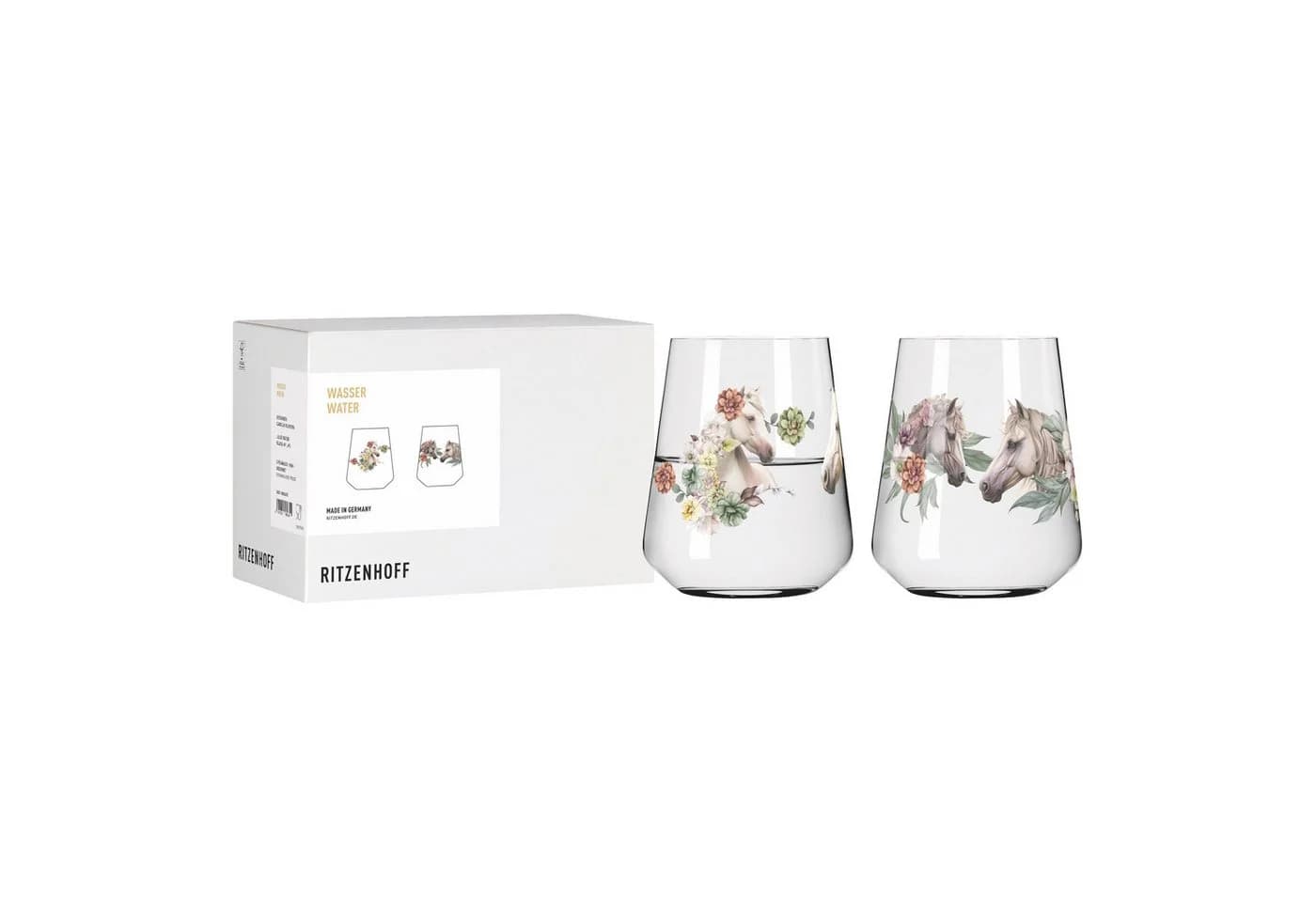 Ritzenhoff Wasserglas-Set 2-tlg. mit floralem Pferde-Dekor - Bild 2