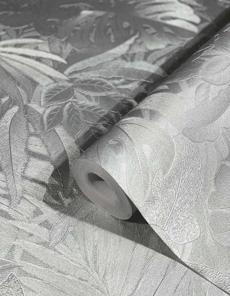 Marburg Vliestapete Floral Metallic Silber Blattmuster - Bild 2