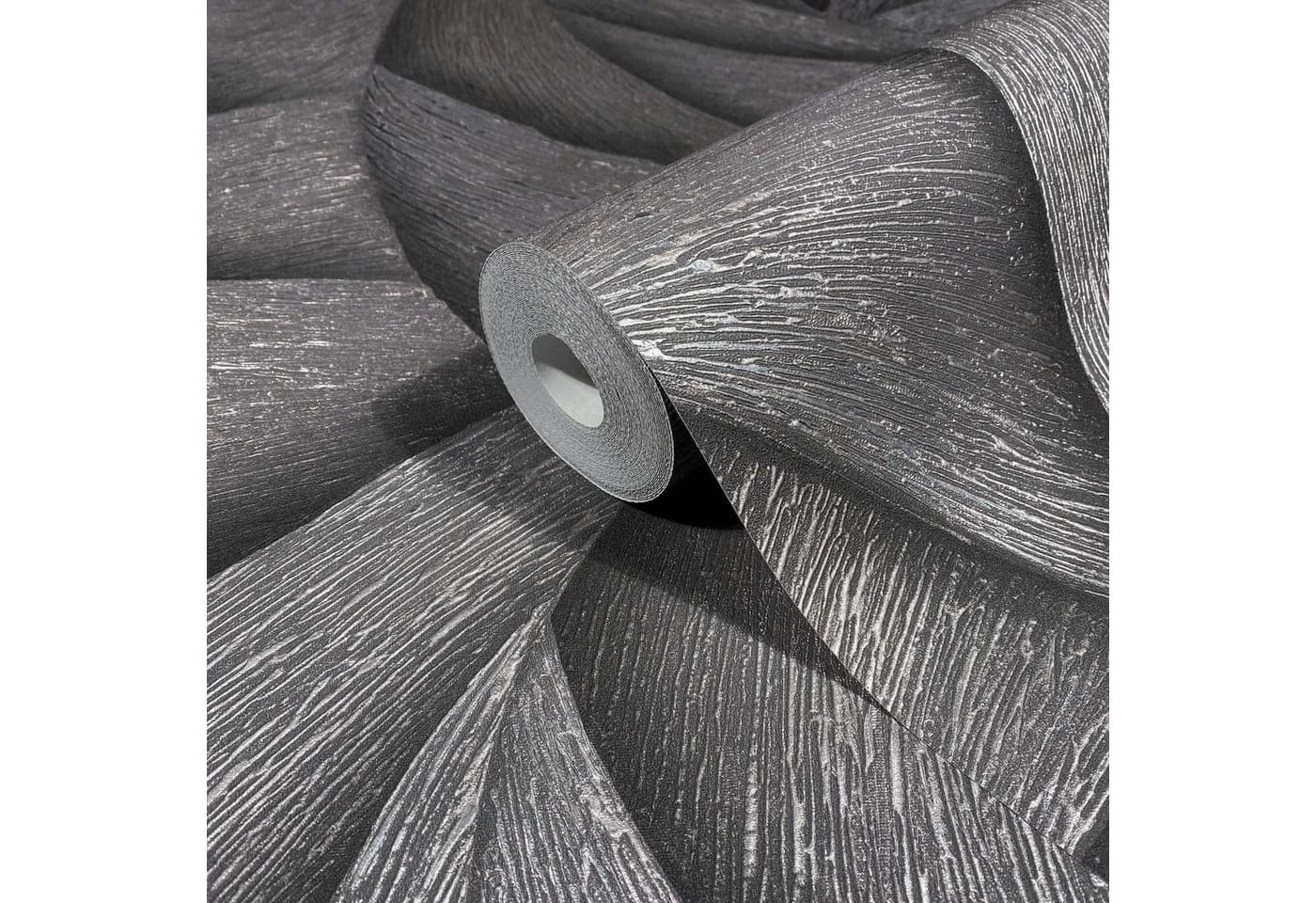Marburg Vliestapete Calm Waves Schwarz Bronze Geometrisch