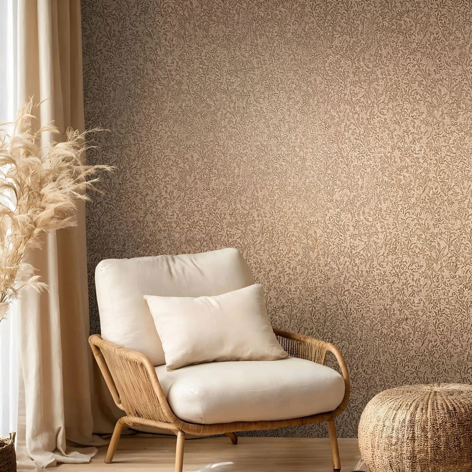 Marburg Vliestapete Blossom Touch Braun Gold Blattmotiv