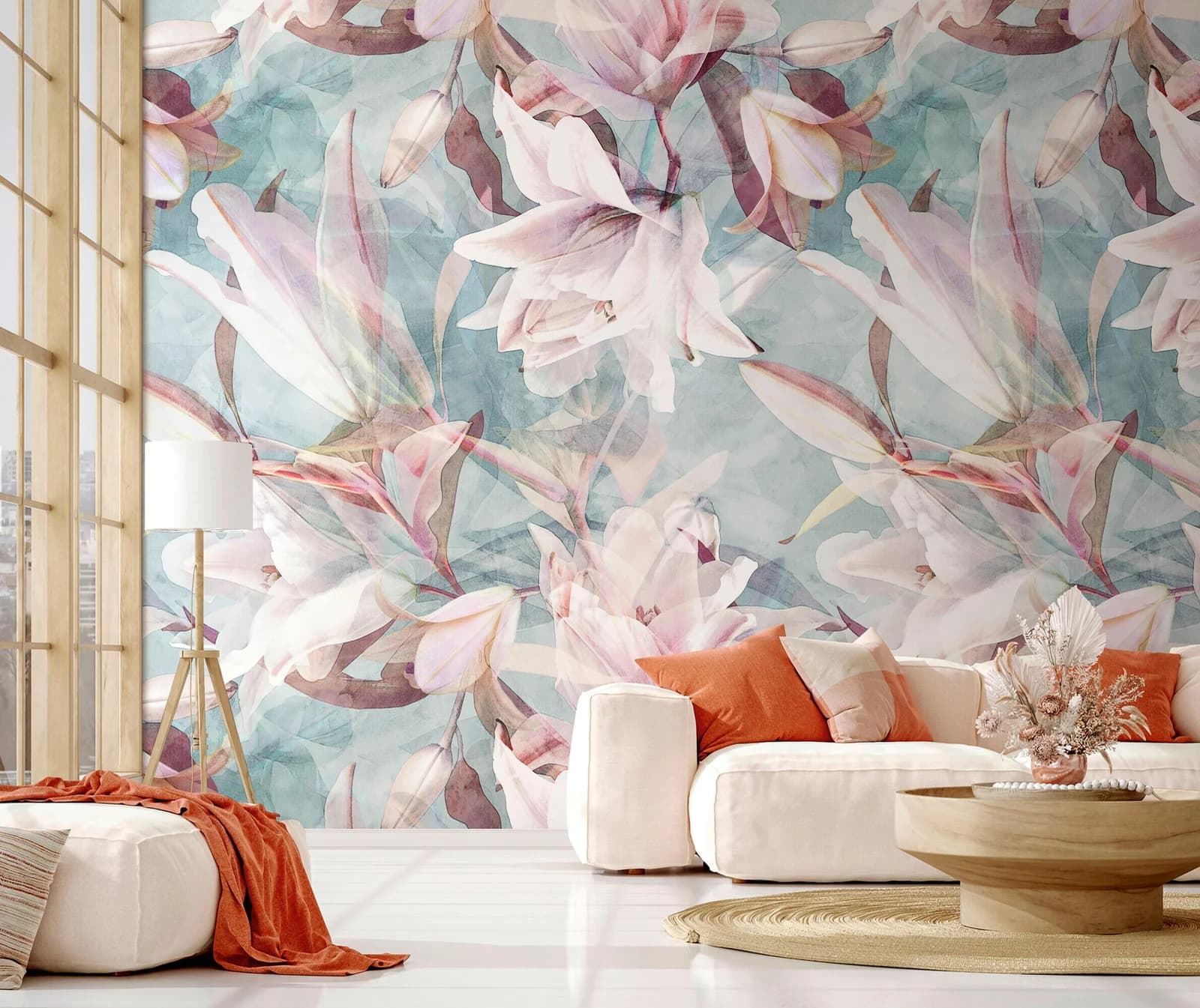 MARBURG Fototapete Magnolia Blau Rosa Vlies 3D Modern