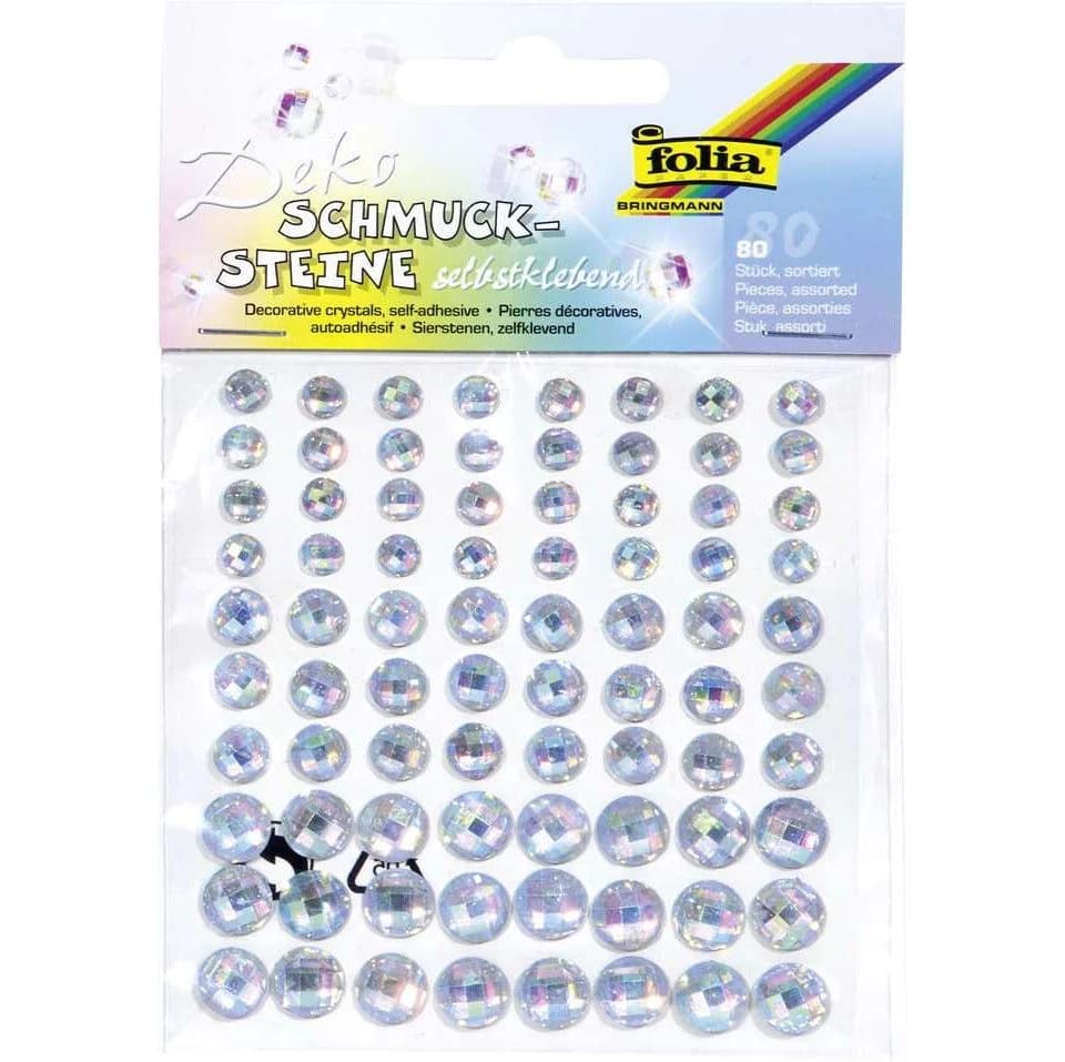 Glorex Selbstklebende Schmucksteine Silber Transparent Diamantschliff 80 Stk