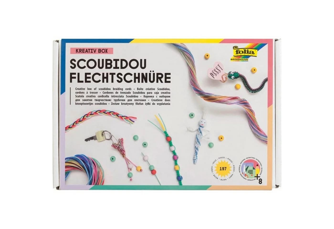 Folia Bastelset 197 tlg. Scoubidou Flechtschnüre Armbänder KREATIV BOX Bunt - Bild 2