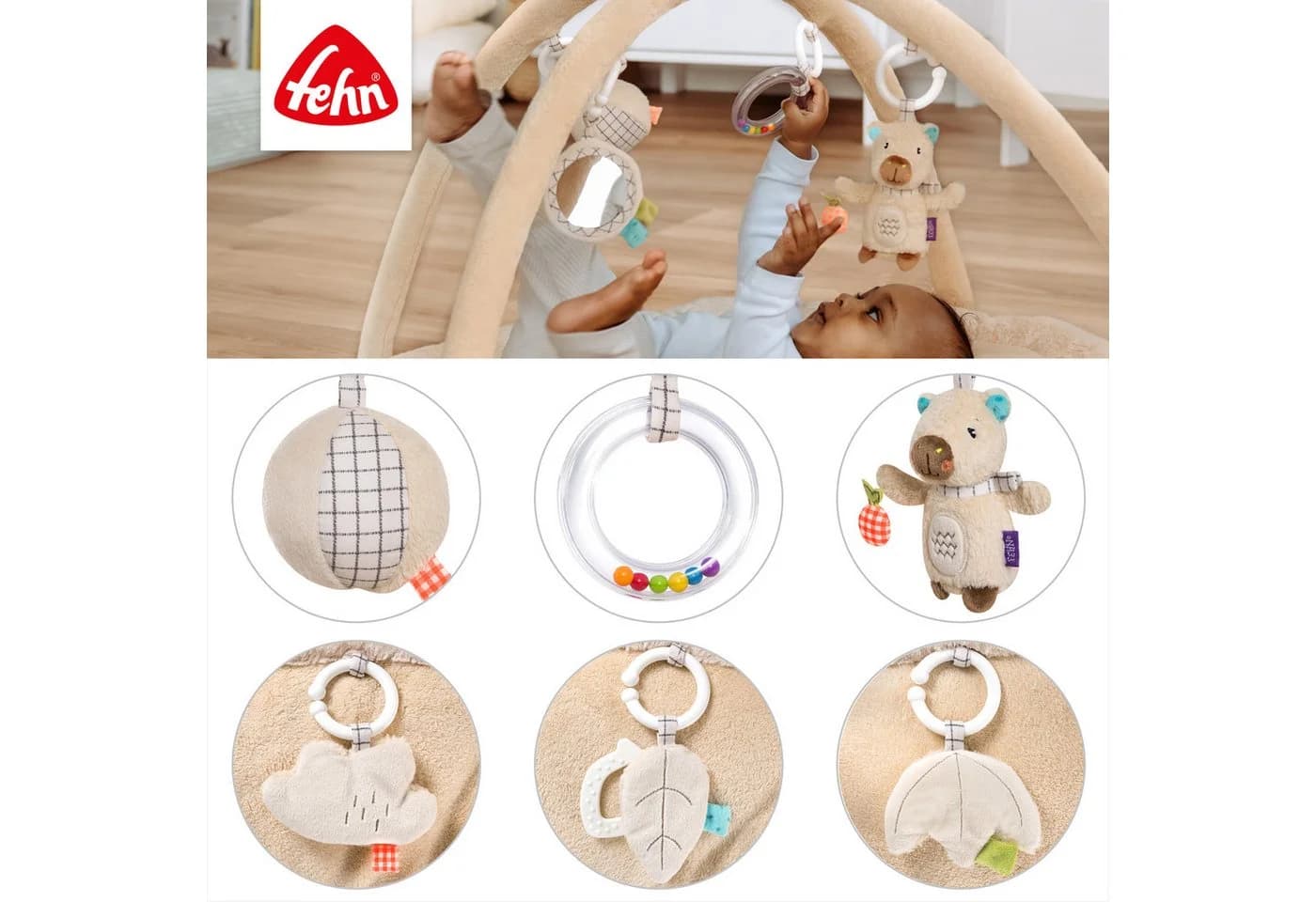 Fehn Spielbogen Capybara Clara Activity-Decke Beige/Braun - Bild 4