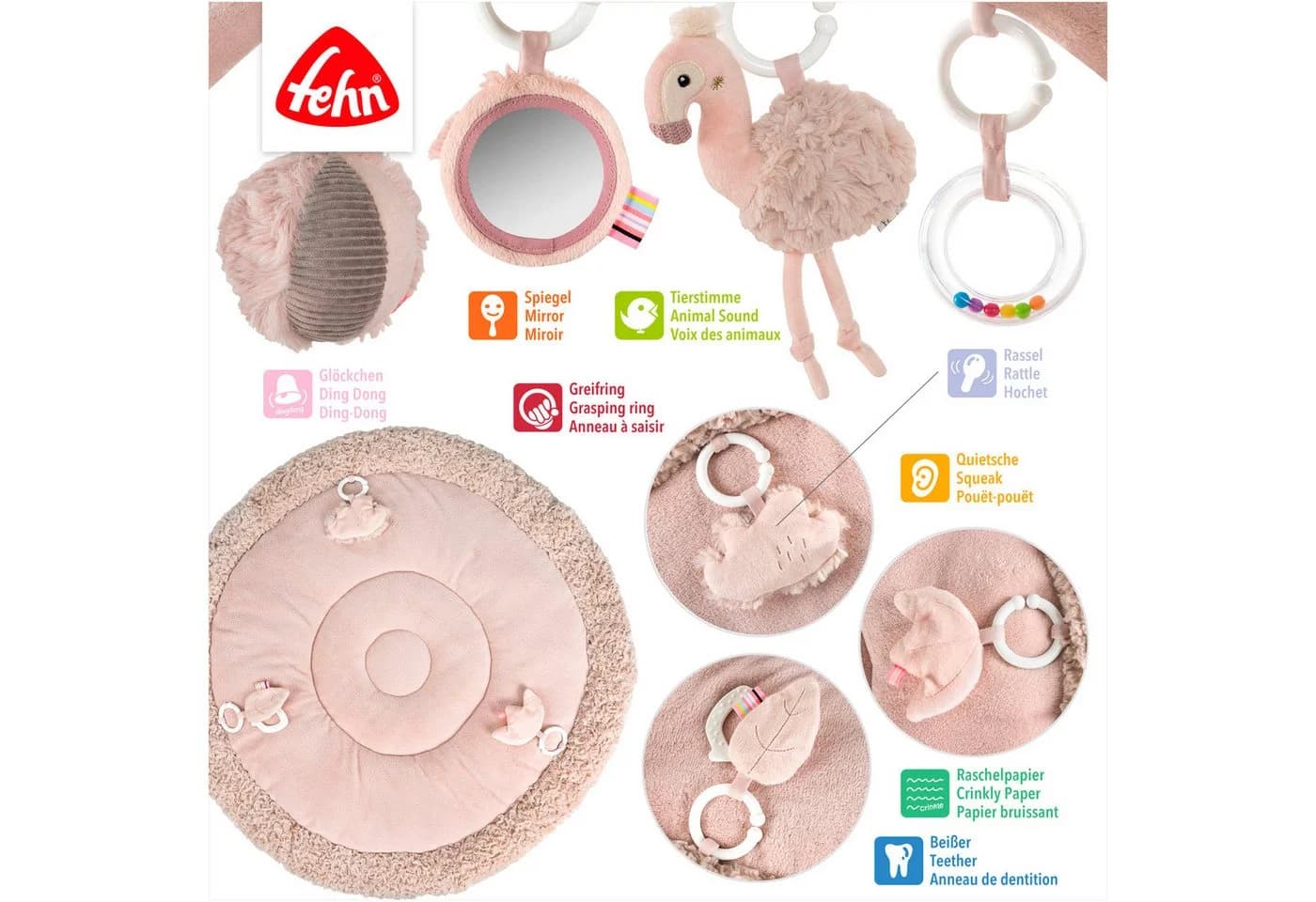 FEHN Spielbogen Lazy Crazy Pink Flamingo 3-D Activity Decke Rosa - Bild 4