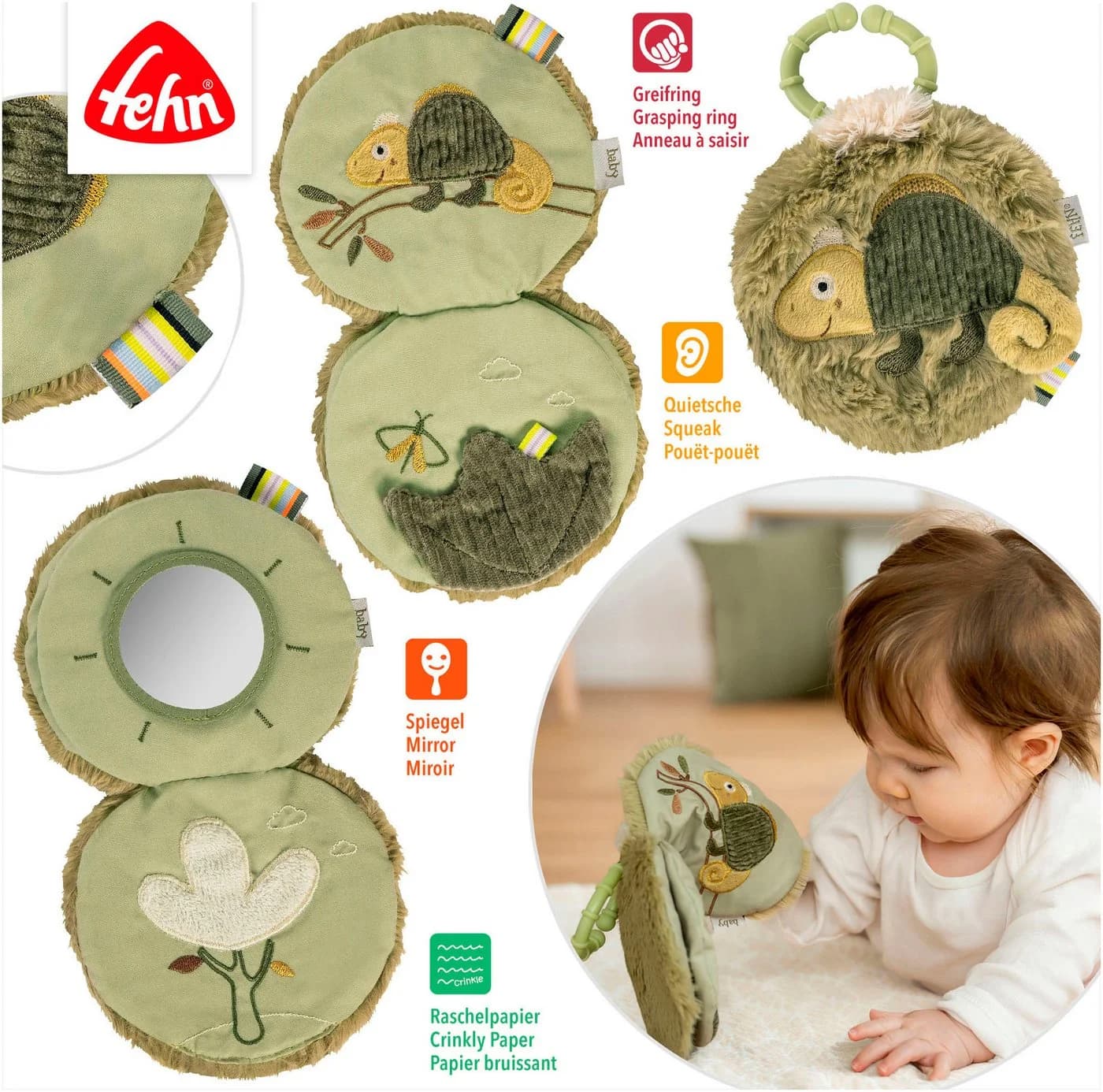 FEHN Stoffbuch Chamäleon - Greifspielzeug Baby - Bild 3