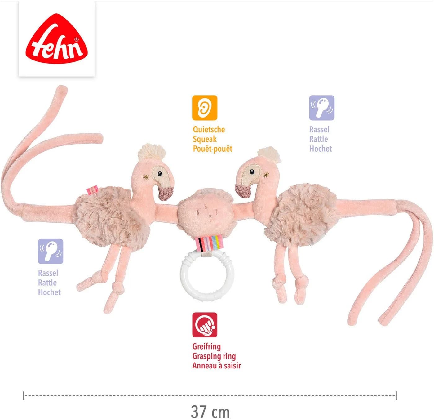 Fehn Kinderwagenkette Flamingo Rosa Plüsch & Softvelour - Bild 5