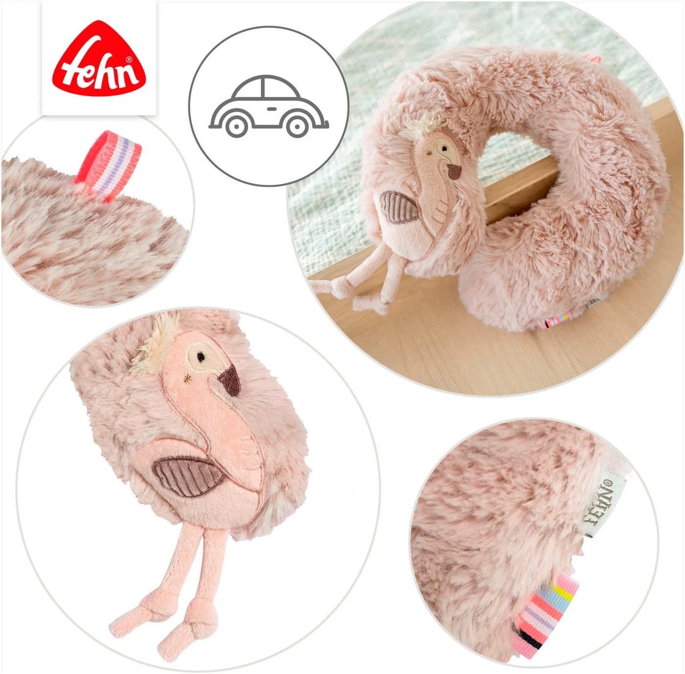 Nackenkissen FEHN "Lazy, Crazy & Pink, Flamingo", Baby, Rosa, Baumwolle, Elasthan, Polyester - Bild 4