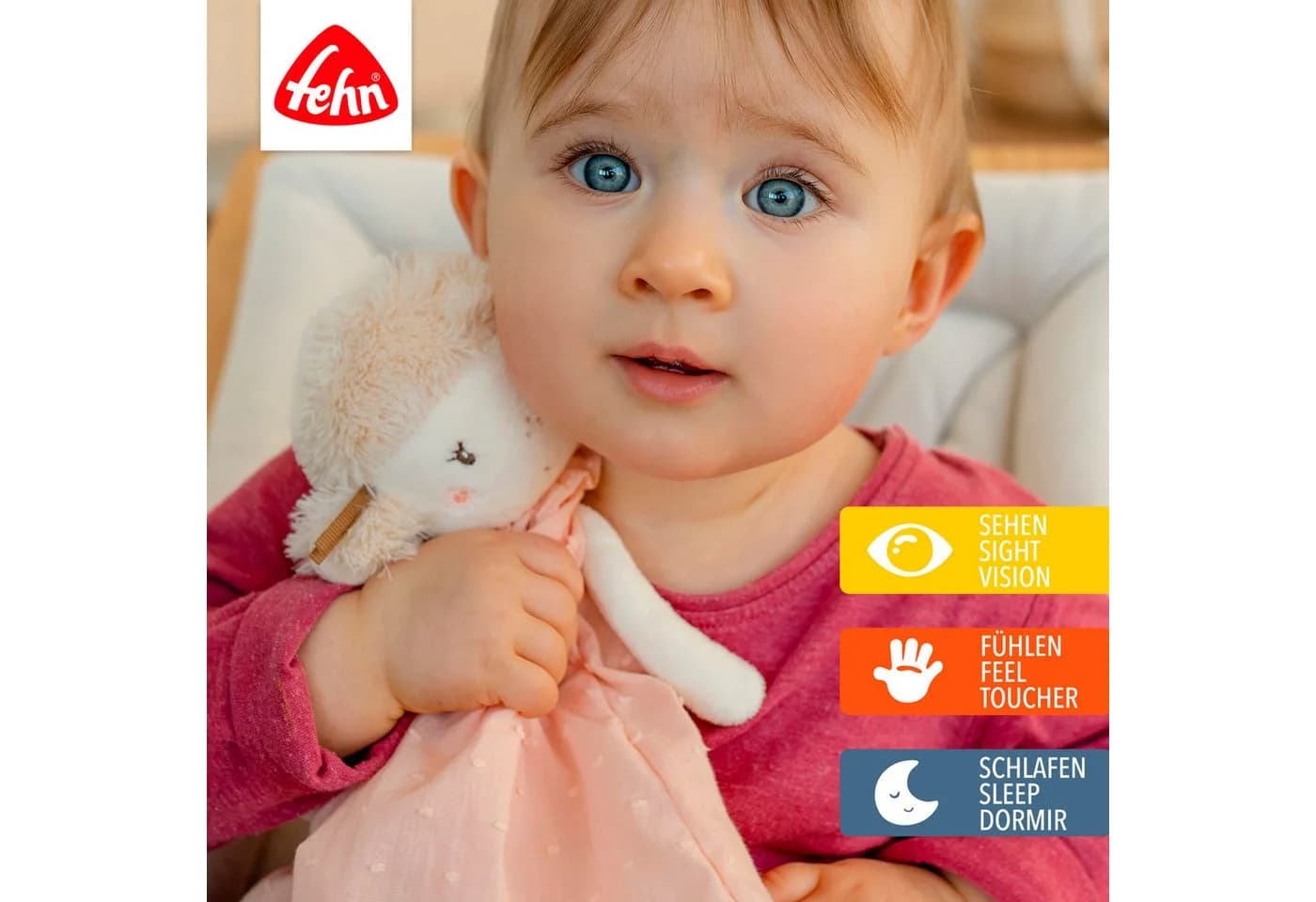 FEHN Schmusetuch feehnLAND Fee Rosa Glow-in-the-dark Einschlafhilfe