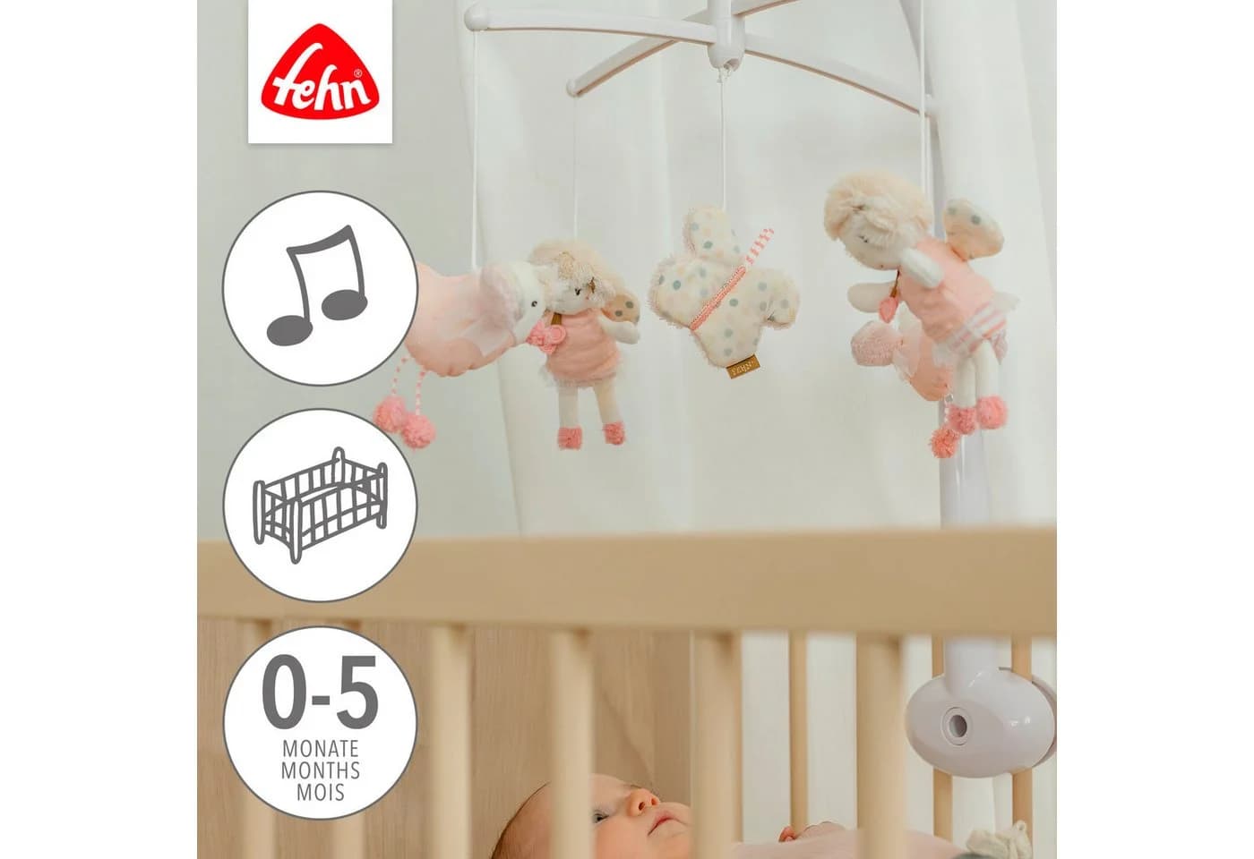 FEHN feehnLAND Musik-Mobile rosa/beige mit Spieluhr - Bild 3