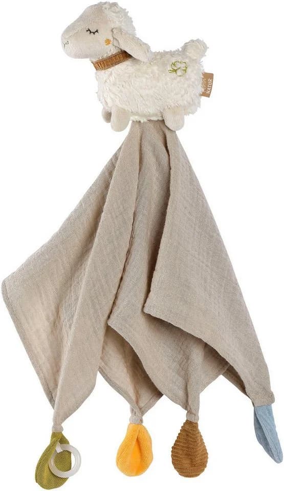 FEHN Schmusetuch Schaf Beige Bio-Baumwolle mit Schnullerhalter - Bild 2