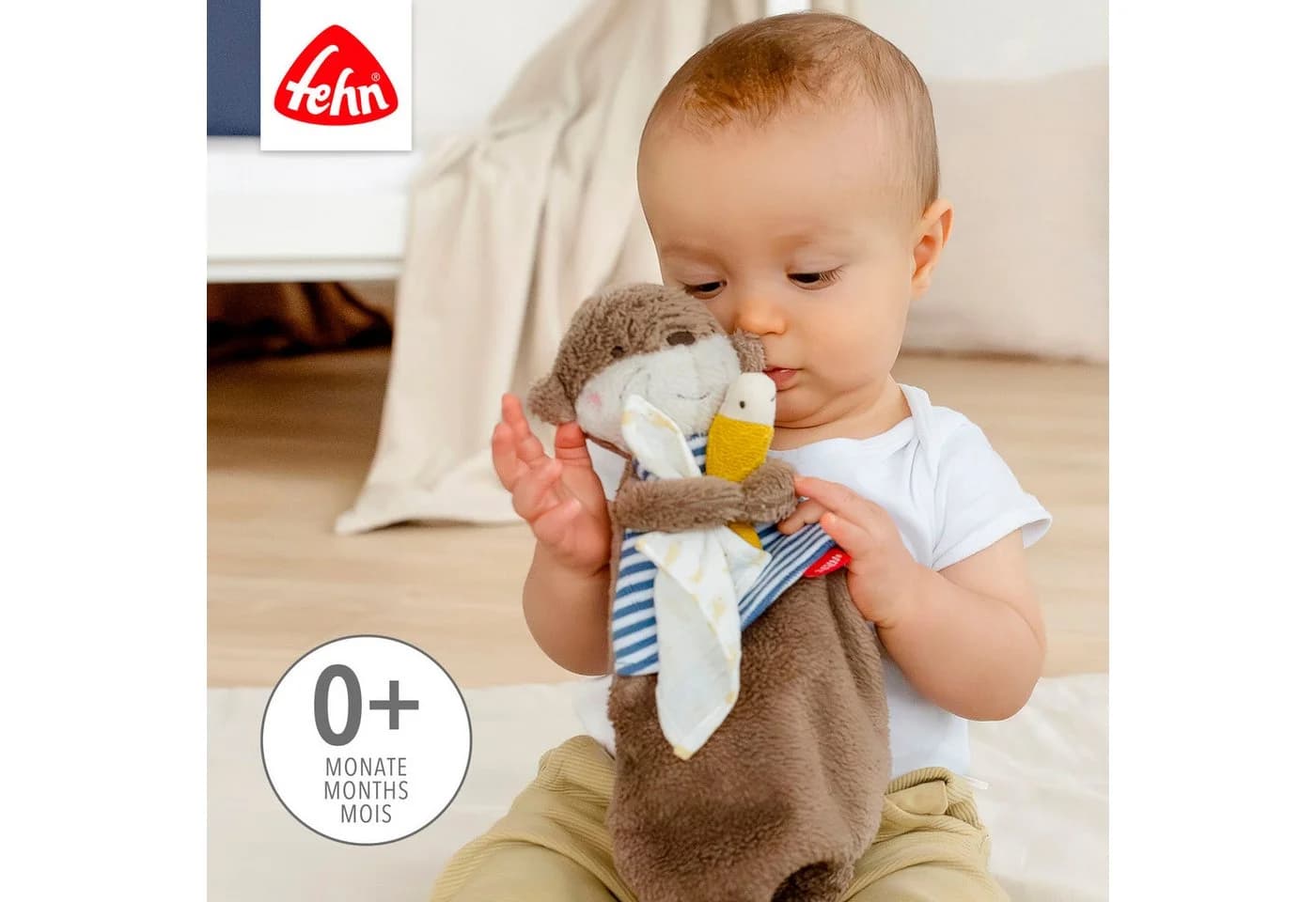 FEHN Schmusetuch Otter Theo Baby Braun Musselin Plüsch - Bild 3