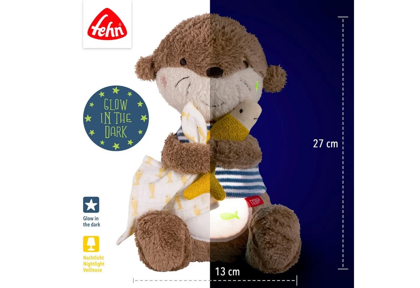 Fehn Kuscheltier Otter Theo mit Nachtlicht und Glow-in-the-dark - Bild 5