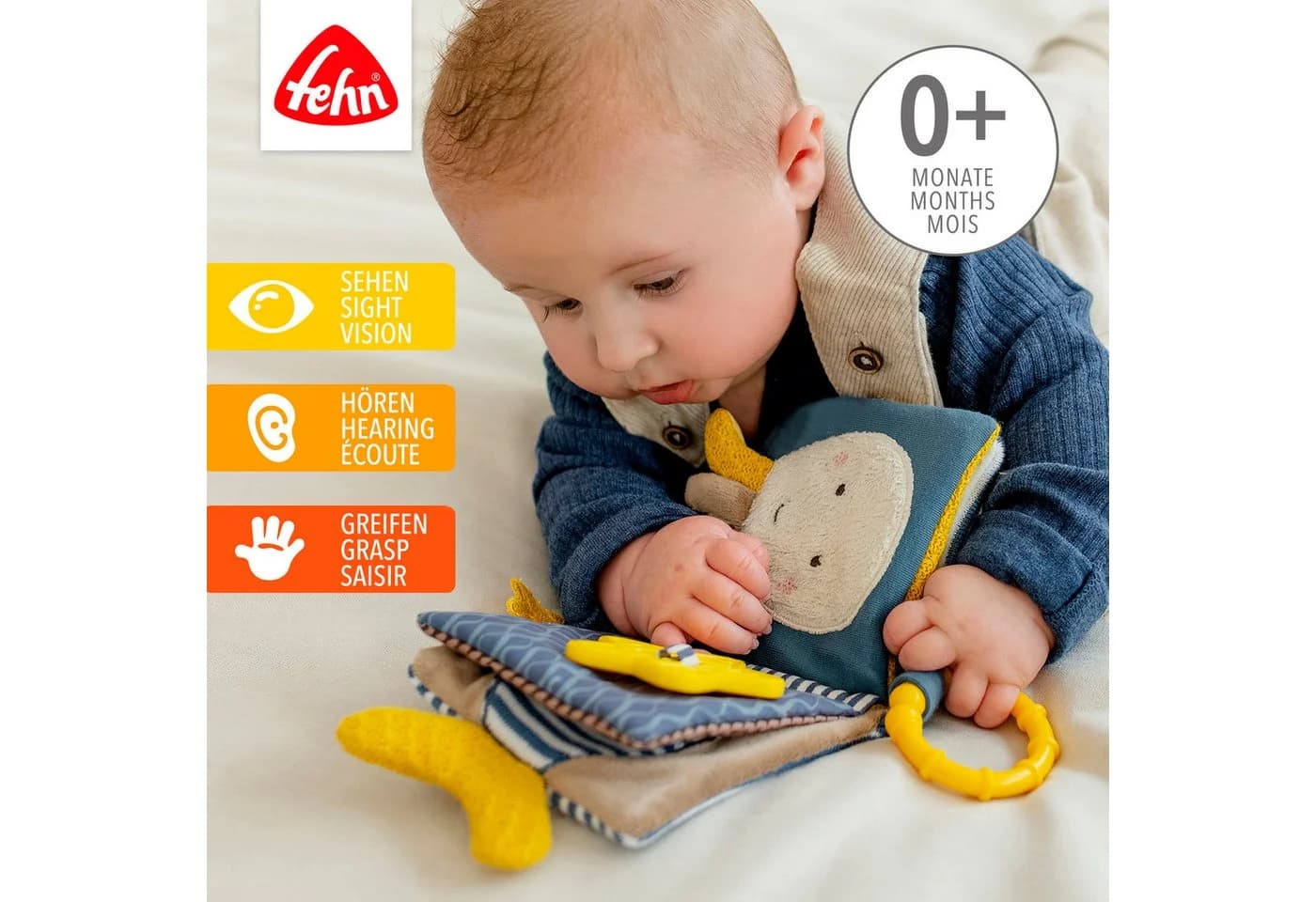 FEHN Stoffbuch Otter Theo Bunt Greifspielzeug mit Quietsche & Spiegel