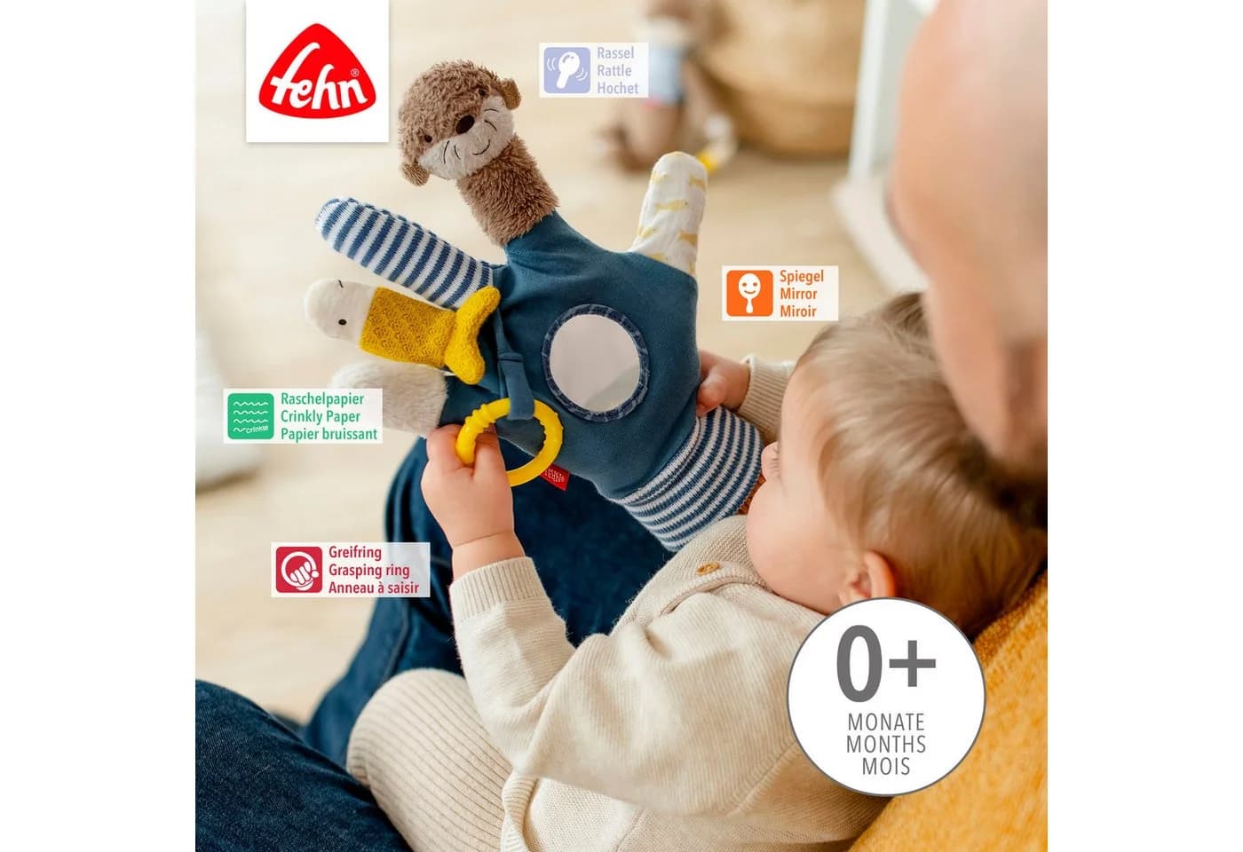 FEHN Spielhandschuh Otter Theo Blau Greifspielzeug Baby - Bild 3