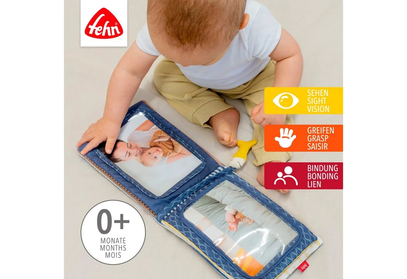 FEHN Otter Theo Stoff-Fotoalbum Bunt Greifspielzeug Baby