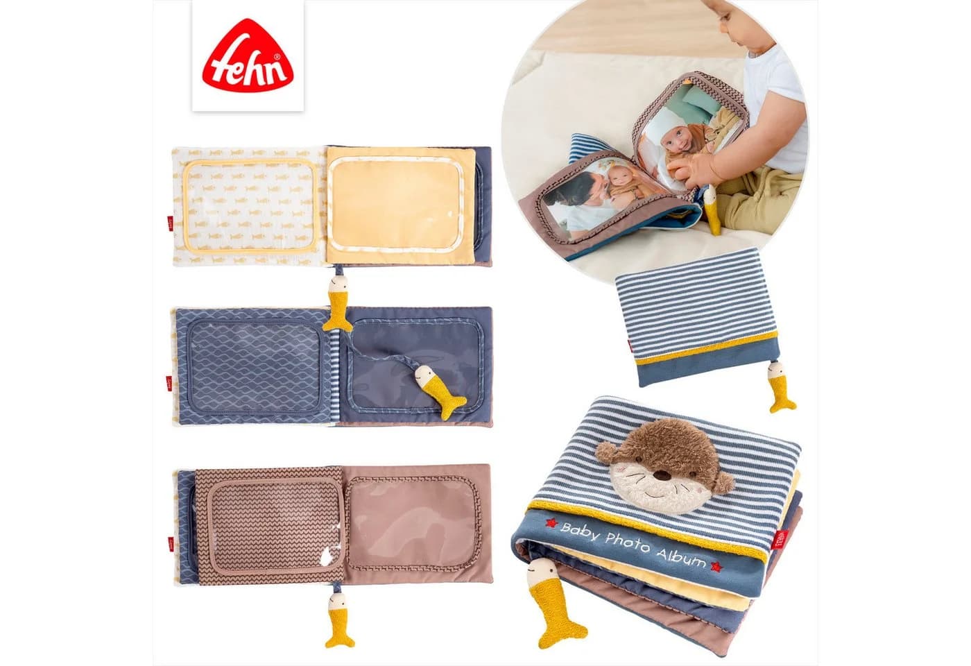 FEHN Otter Theo Stoff-Fotoalbum Bunt Greifspielzeug Baby - Bild 3