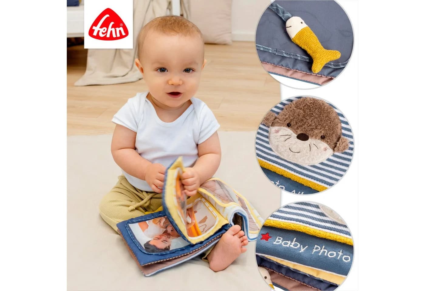 FEHN Otter Theo Stoff-Fotoalbum Bunt Greifspielzeug Baby - Bild 4