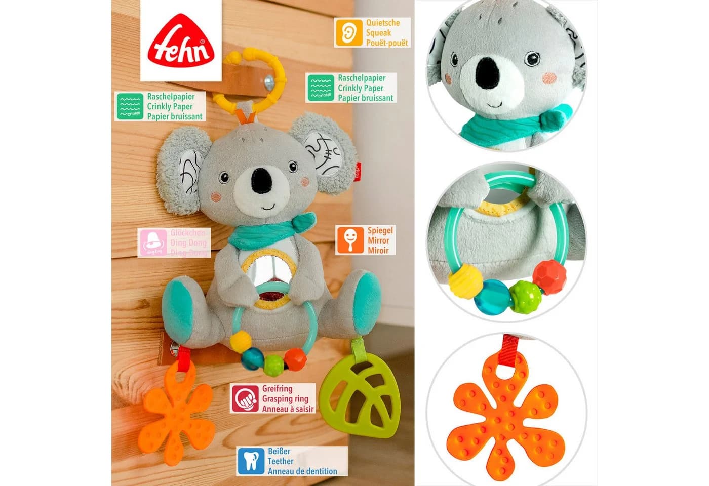FEHN DoBabyDoo Activity-Koala Greifspielzeug Bunt - Bild 3