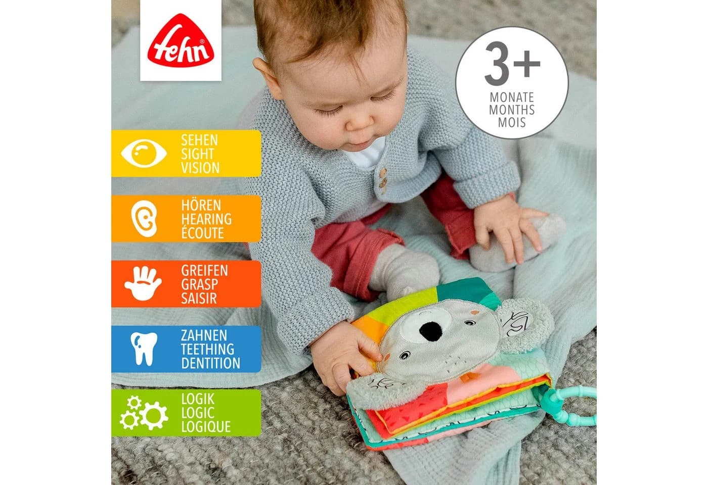 FEHN DoBabyDoo Stoffbuch Koala Bunt Greifspielzeug