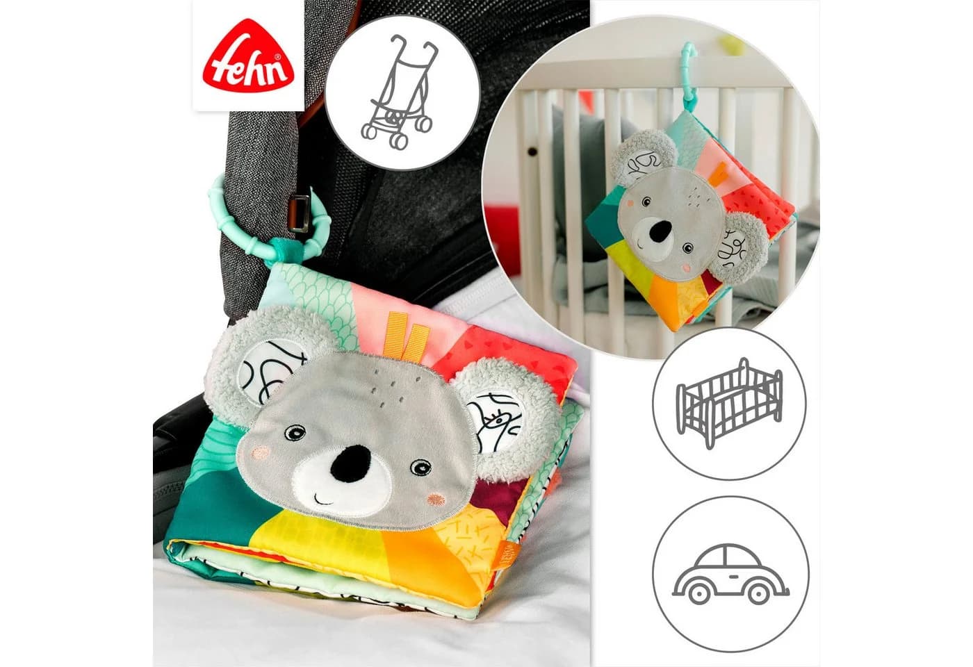 FEHN DoBabyDoo Stoffbuch Koala Bunt Greifspielzeug - Bild 4