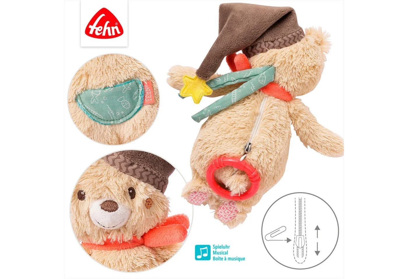 FEHN Spieluhr Bruno Bär Beige Plüsch Einschlafhilfe - Bild 4