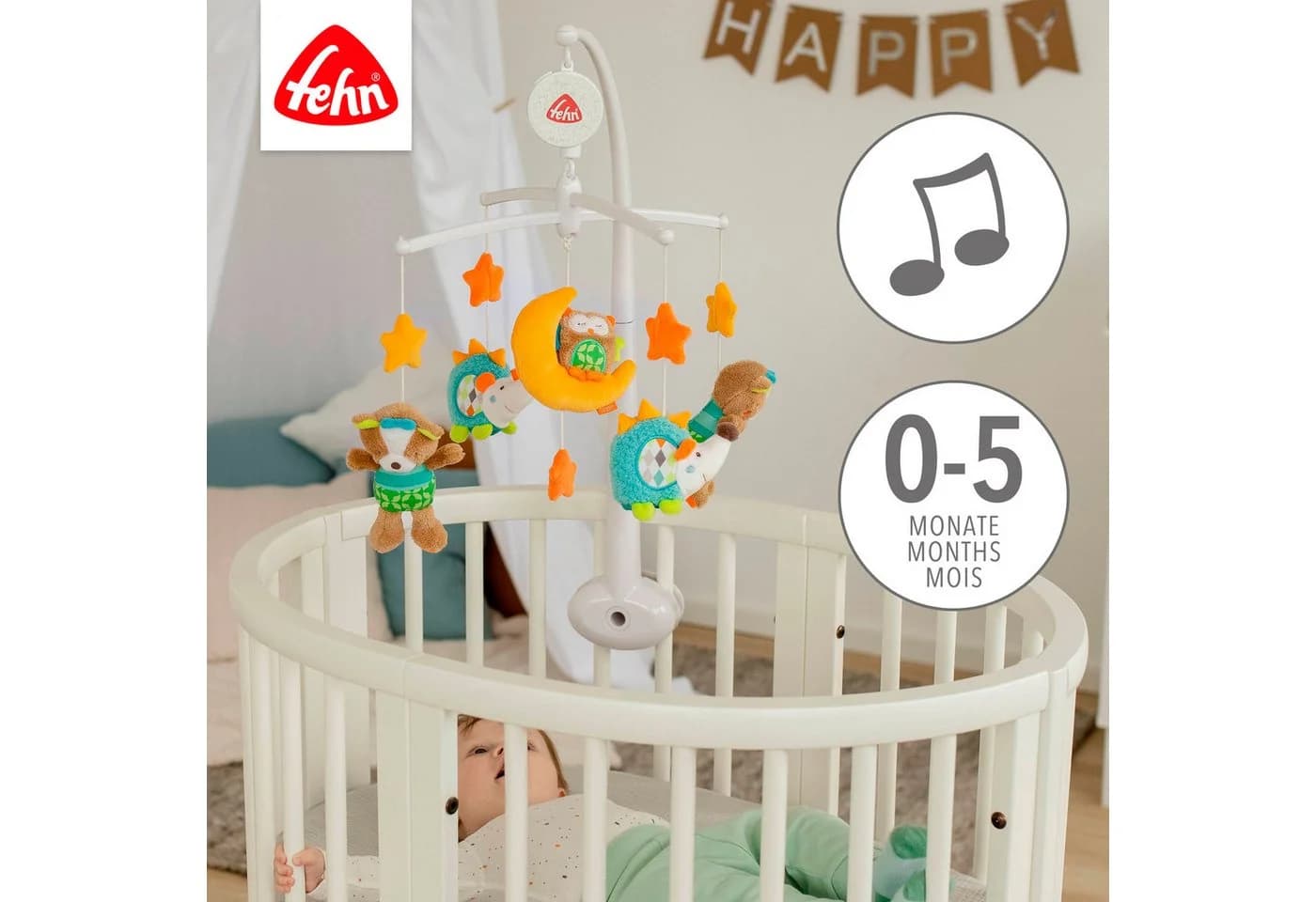 FEHN Sleeping Forest Musikmobile Bunt für Babys