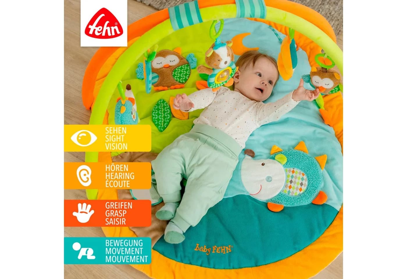FEHN Spielbogen Sleeping Forest 3-D-Activity-Decke Bunt mit Krabbeldecke