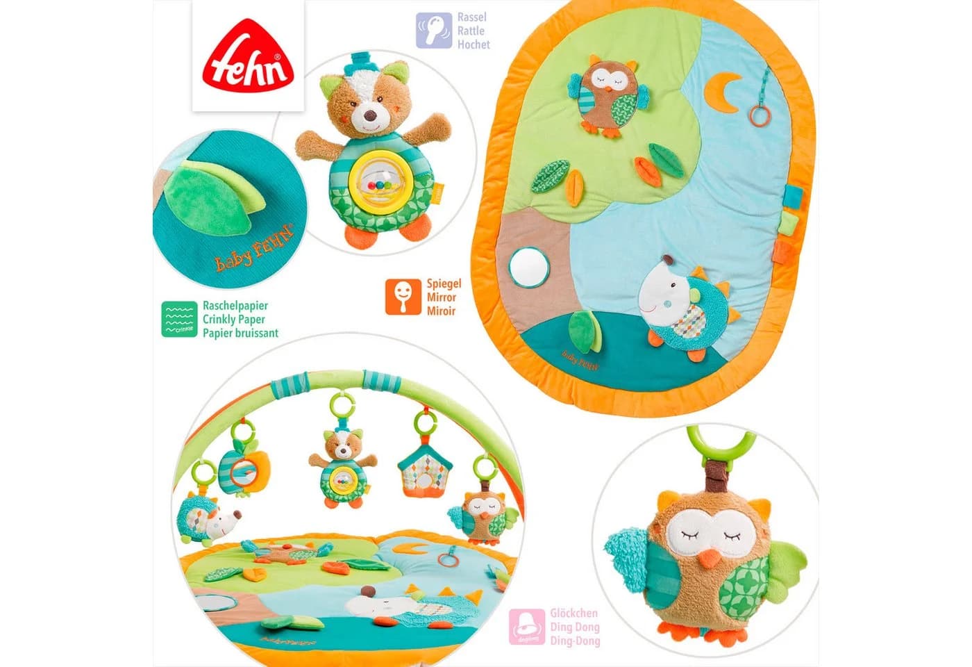 FEHN Spielbogen Sleeping Forest 3-D-Activity-Decke Bunt mit Krabbeldecke - Bild 4