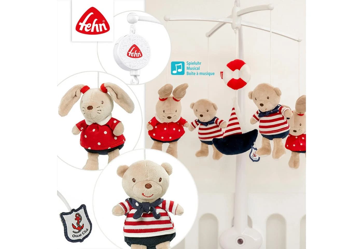 FEHN Classic Stars Ocean Club Musikmobile Bunt Rot Blau - Bild 4