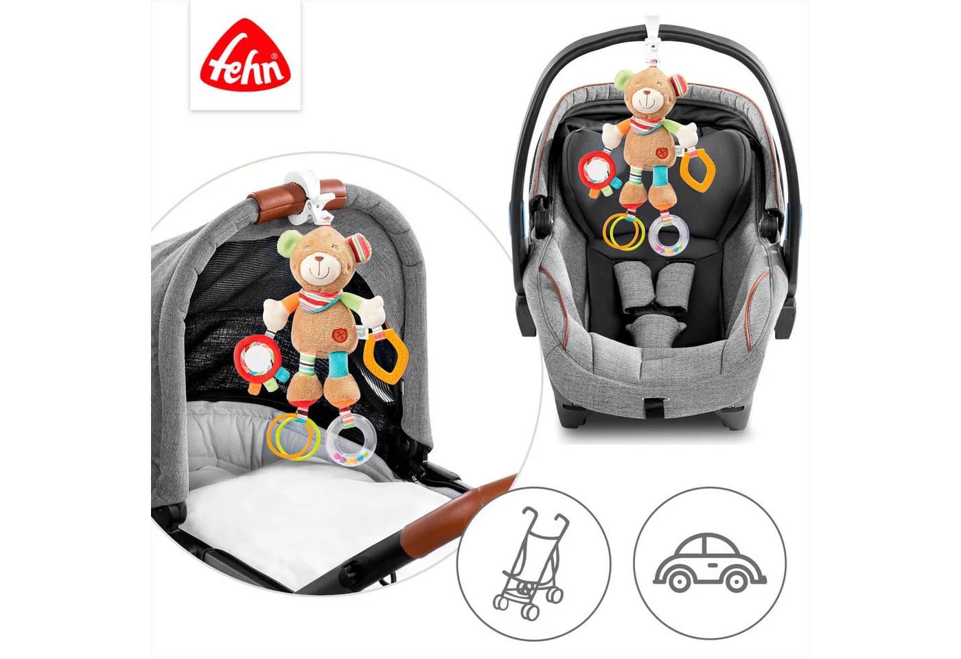 FEHN Activity-Teddy Classic Stars Greifspielzeug Bunt mit Klemme - Bild 4