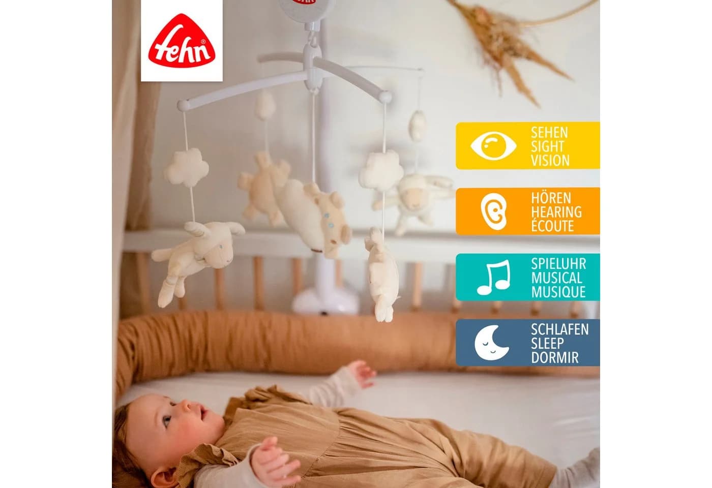 FEHN BabyLOVE Schaf Musikmobile Beige Plüsch Spieluhr - Bild 3