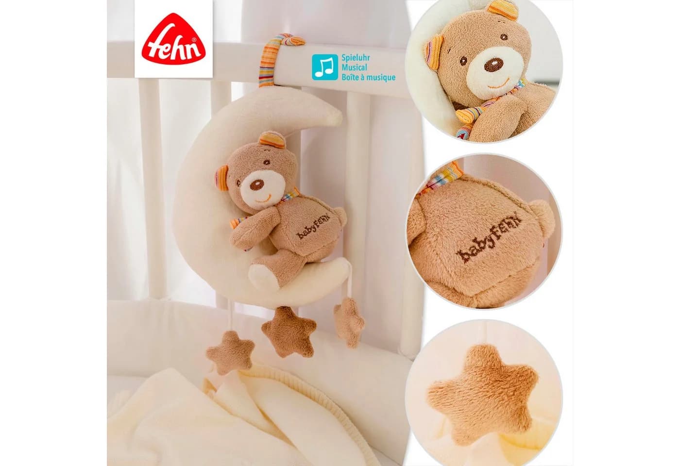 FEHN Spieluhr Teddy im Mond Braun Einschlafhilfe - Bild 4