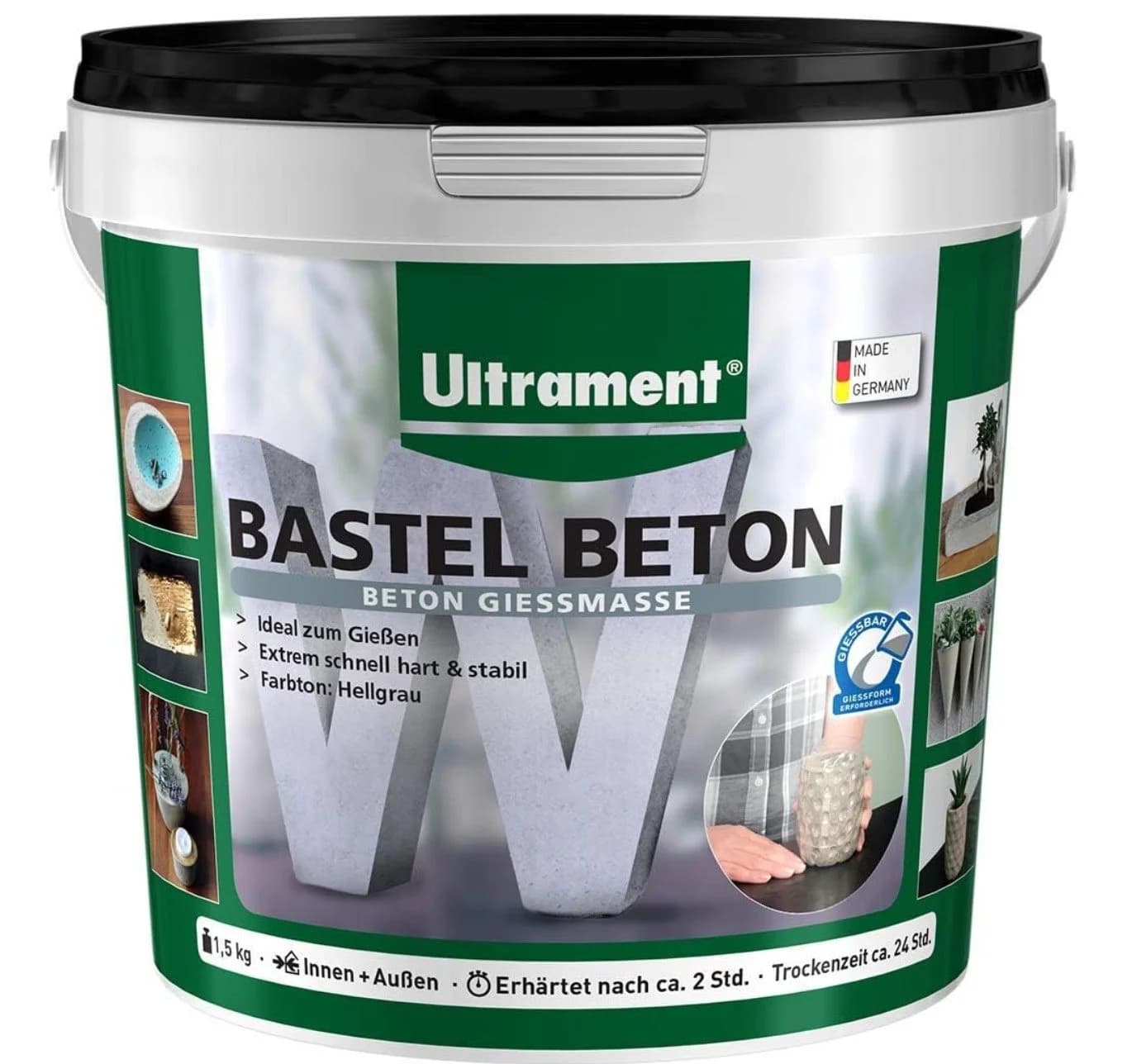 Ultrament Bastel Beton zum Gießen wasserdicht hellgrau 1,5 Kg - Bild 2