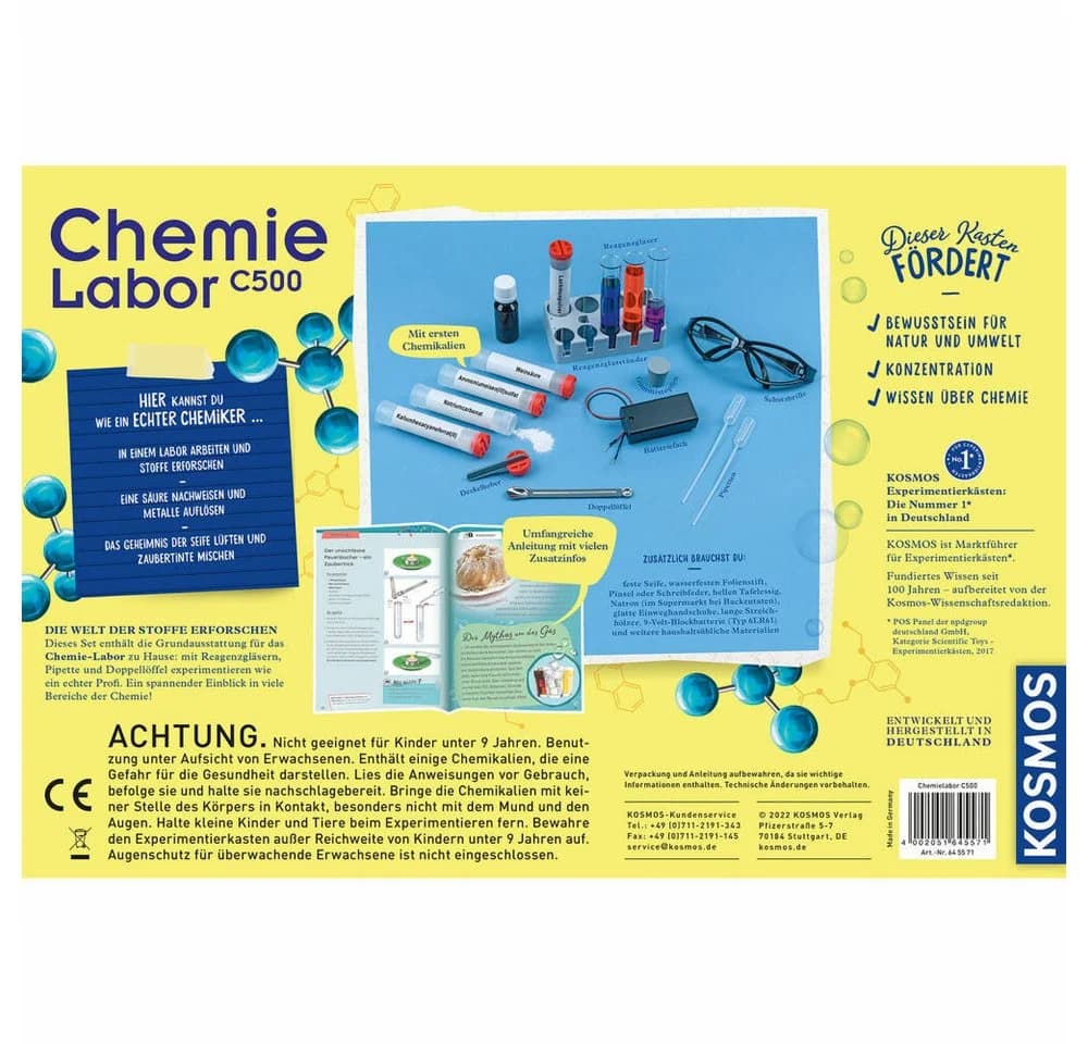 Kosmos Chemielabor C500 Experimentierkasten für Kinder ab 9 Jahren