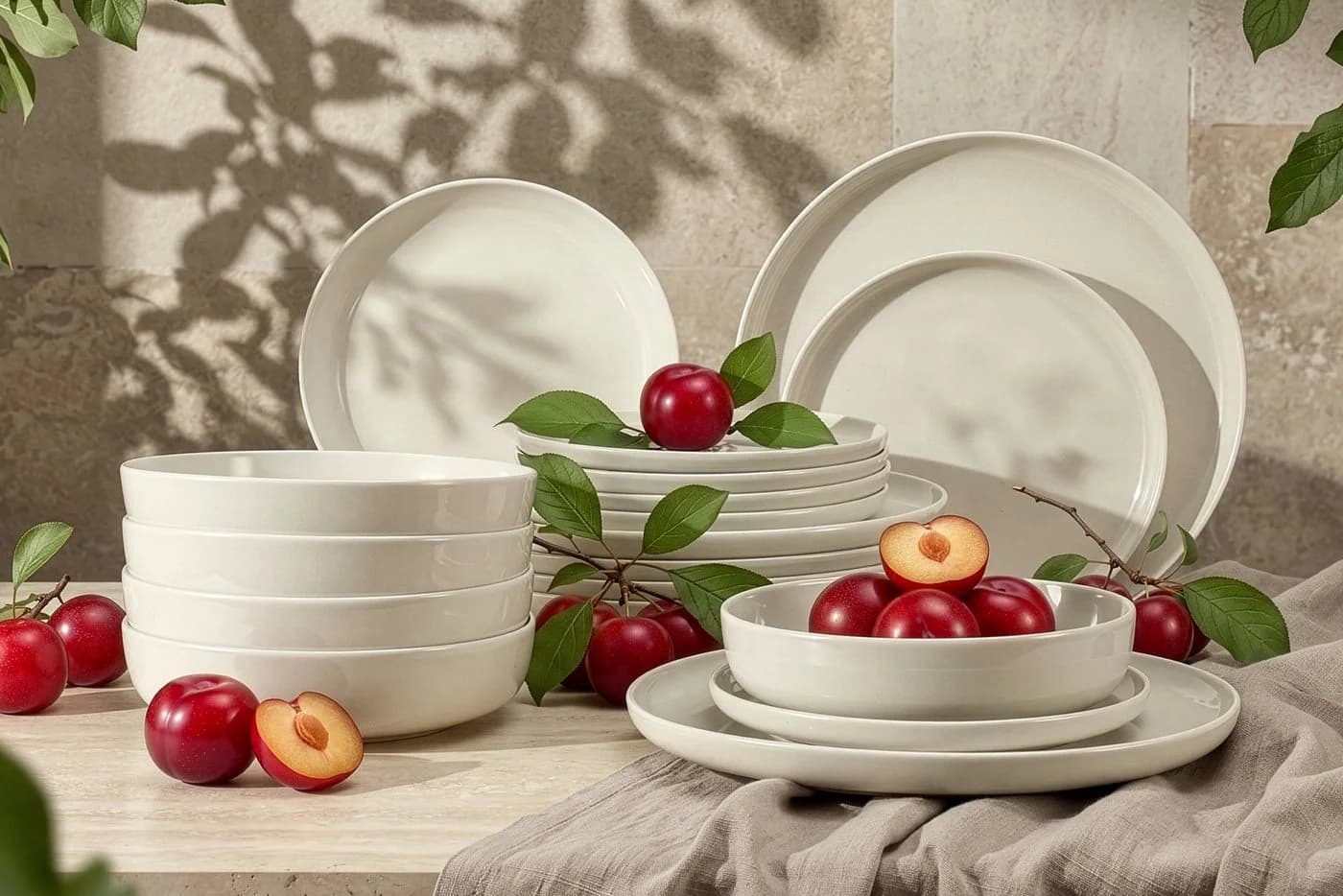 KONSIMO® Tafelservice VICTO 18-tlg. Steingut Beige Glänzend - Bild 3