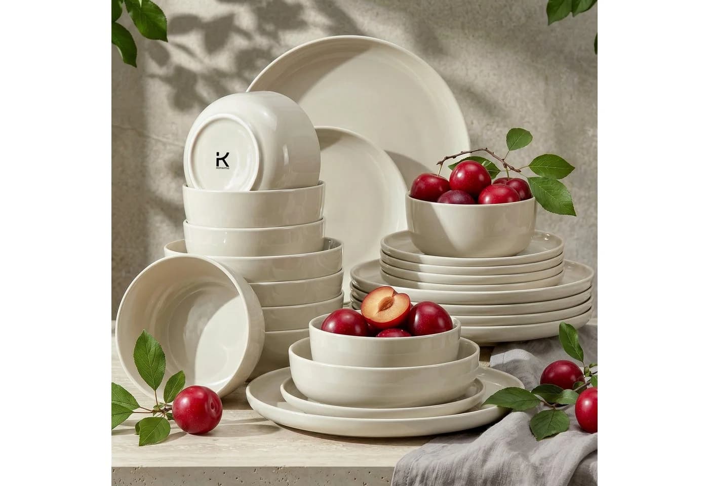 KONSIMO® Kombiservice VICTO 24-tlg. Steingut Beige Glänzend - Bild 2