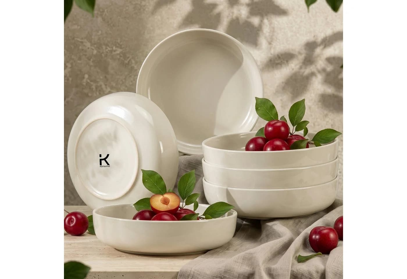 KONSIMO® Teller-Set VICTO Tafelservice Steingut Beige Glänzend 6-tlg. - Bild 2
