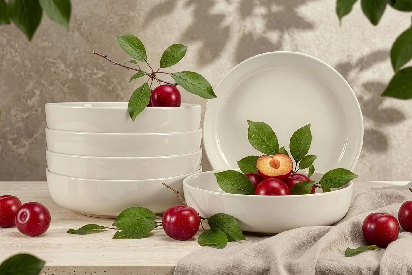 KONSIMO® Teller-Set VICTO Tafelservice Steingut Beige Glänzend 6-tlg. - Bild 3