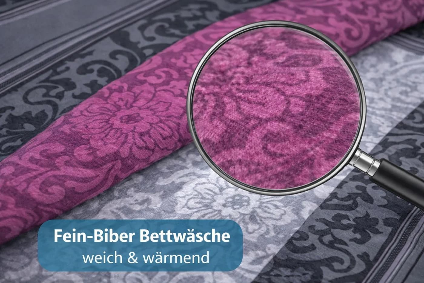 soma Bettwäsche Bettbezug 155x220 Barock gestreift Grau - Bild 4