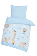 DOBNIG Babybettwäsche Safari Elefant Giraffe Blau 100x135cm Bild 2