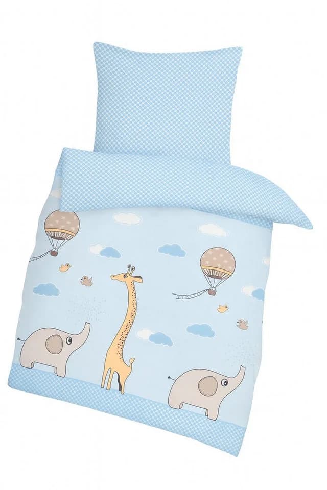 DOBNIG Babybettwäsche Safari Elefant Giraffe Blau 100x135cm - Bild 2