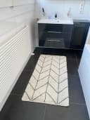 ADOB Badematte Premium 140x70 cm Weiß-Grau Baumwolle Bild 1
